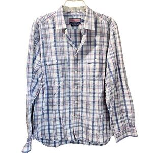 Vineyard Vines Island Shirt Blue/Pink Plaid Size XL